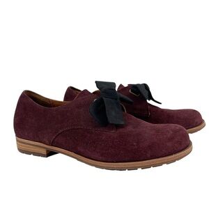 Kork-Ease Beryl Mosto Suede Bow Tie Shoes Oxfords Brown Black Women’s Leather 8